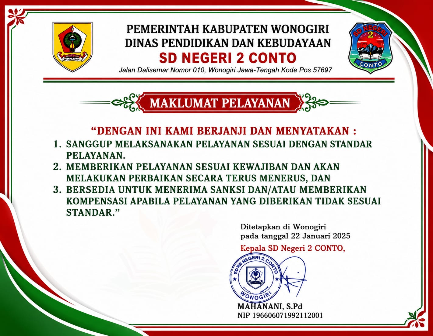 Maklumat Pelayanan SDN 2 Conto